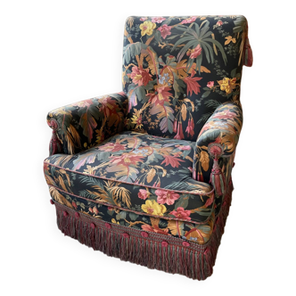 Fauteuil accoudoirs Jean Roche fleuri