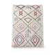 Moroccan Berber carpet azilal ecru with black diamonds and colorful patterns 255x159cm
