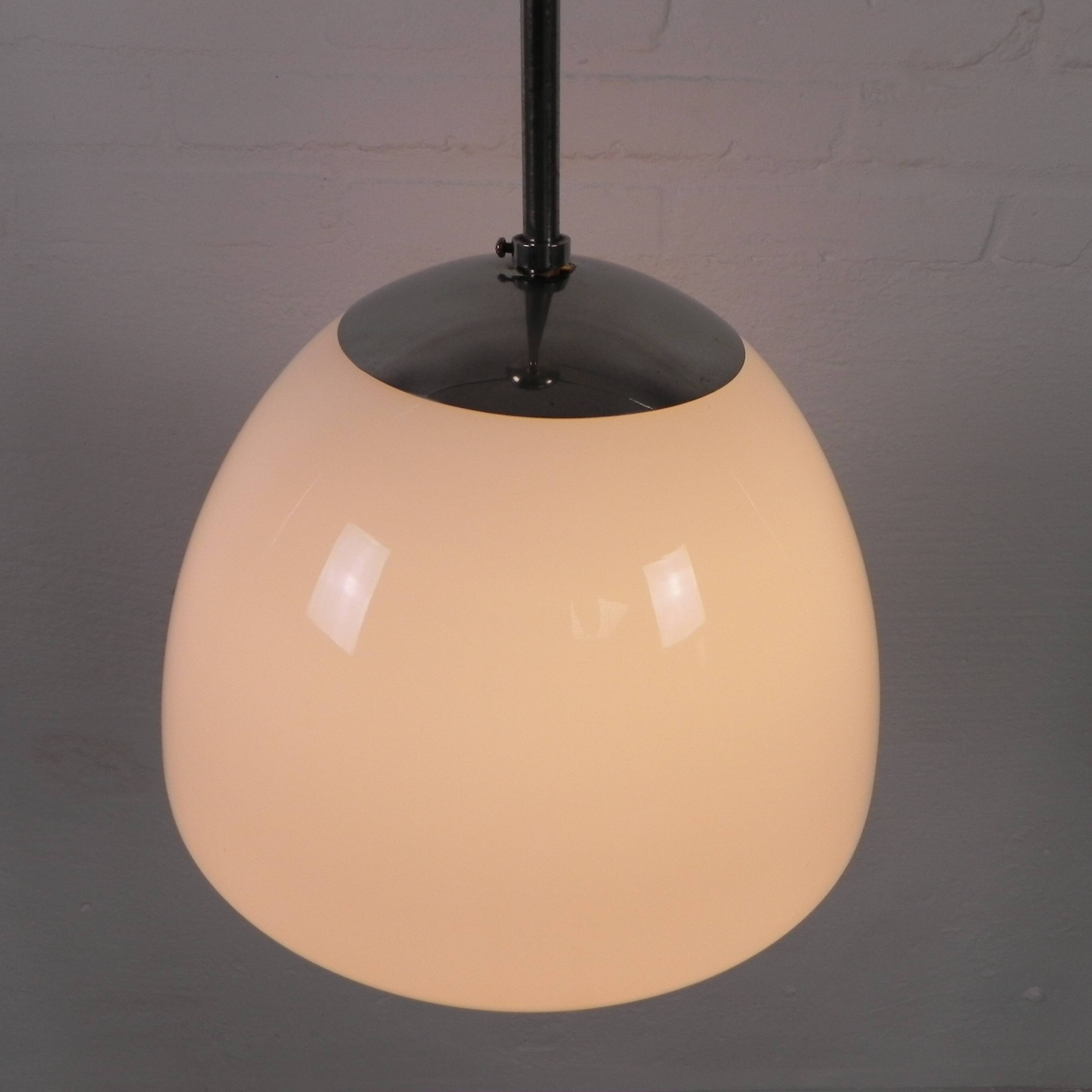 Old school lamp with large glass ball in opal glass, 1930s