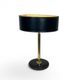 Black Quilted Leather Table Lamp and Golden Brass. French Craftsmanship.