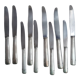 Set of 10 silver metal knives