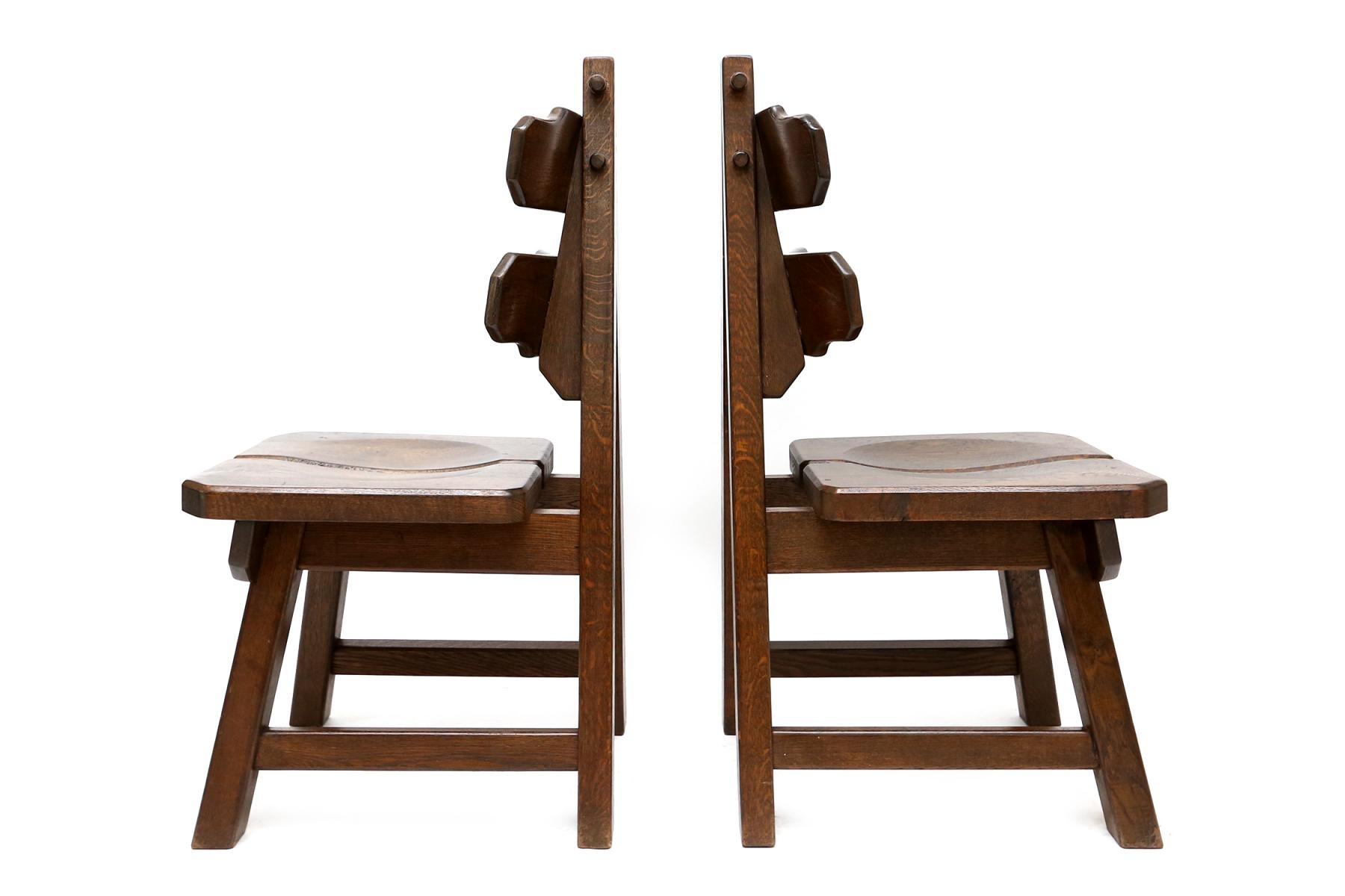 Set of 4 chairs brutalist spotted oak 1935