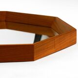Very nice 1960s octagonal teak wall mirror | 45cm