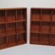 Two wall shelves with vintage solid wood compartments 80s