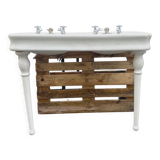 Washbasin double basin with enamelled column base Art Deco XX century