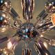 Sputnik ceiling light in chrome metal, Space Age style, 70s