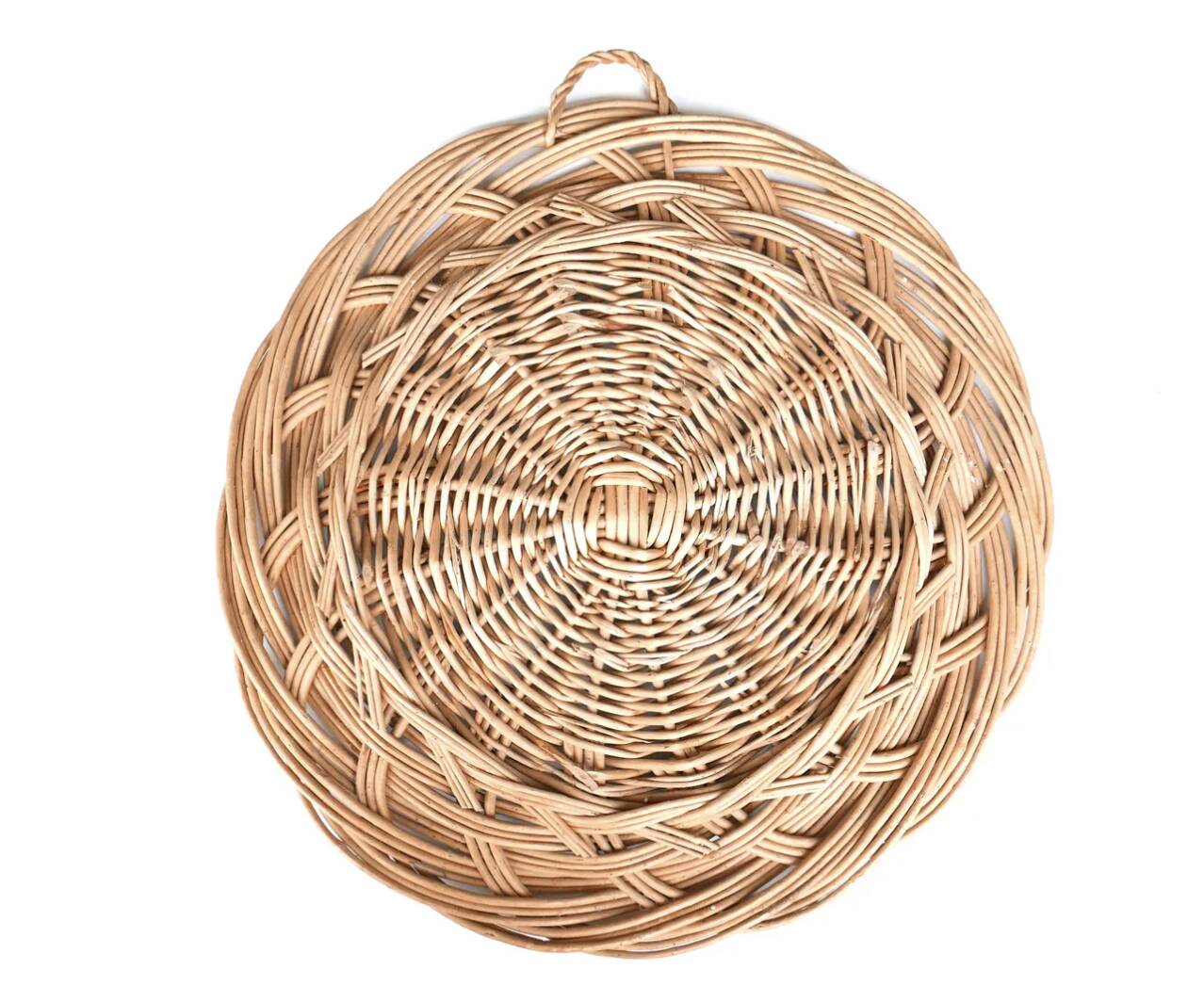 Round wicker platter or table centrepiece, 1970s