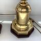 Pair of 2 Vintage Chic Articulated Brass Bakelite Amber Ball Lamps