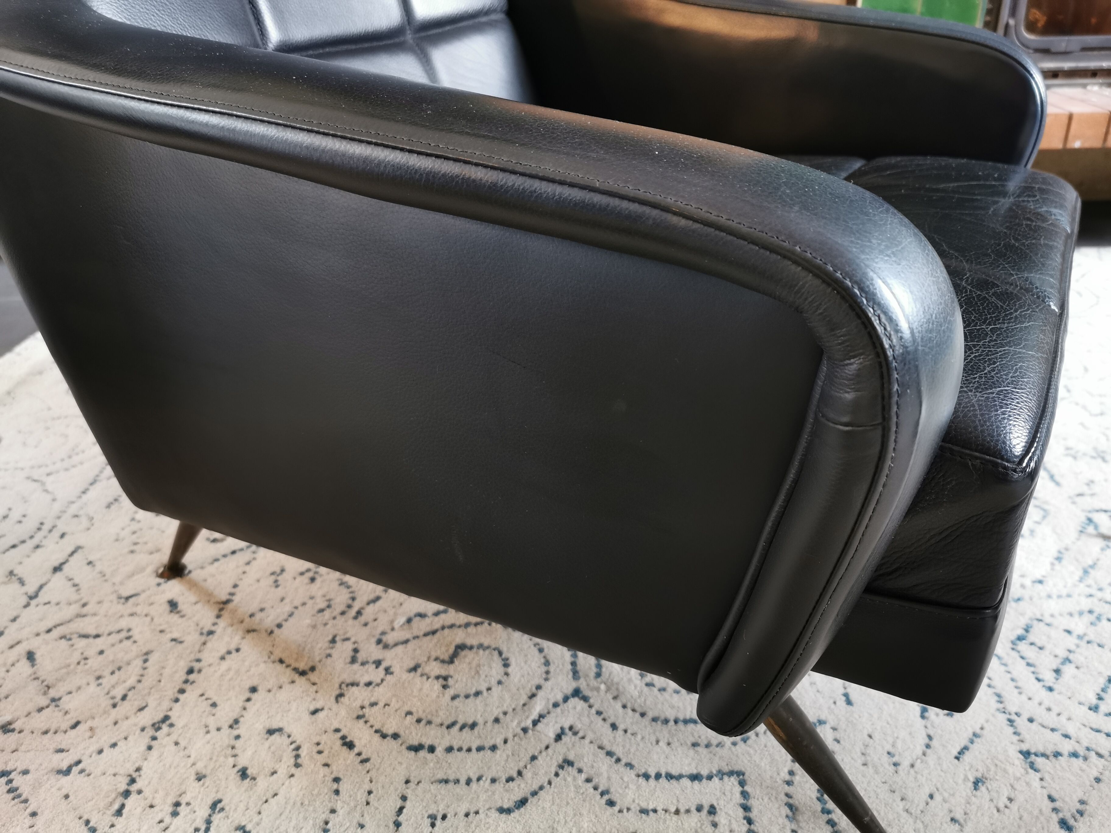 Vintage 1970s black leather armchair