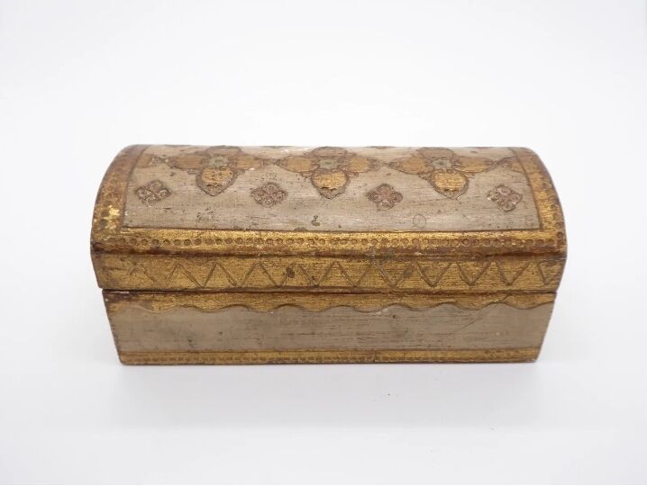 Florentine wooden stamp box, vintage Italy