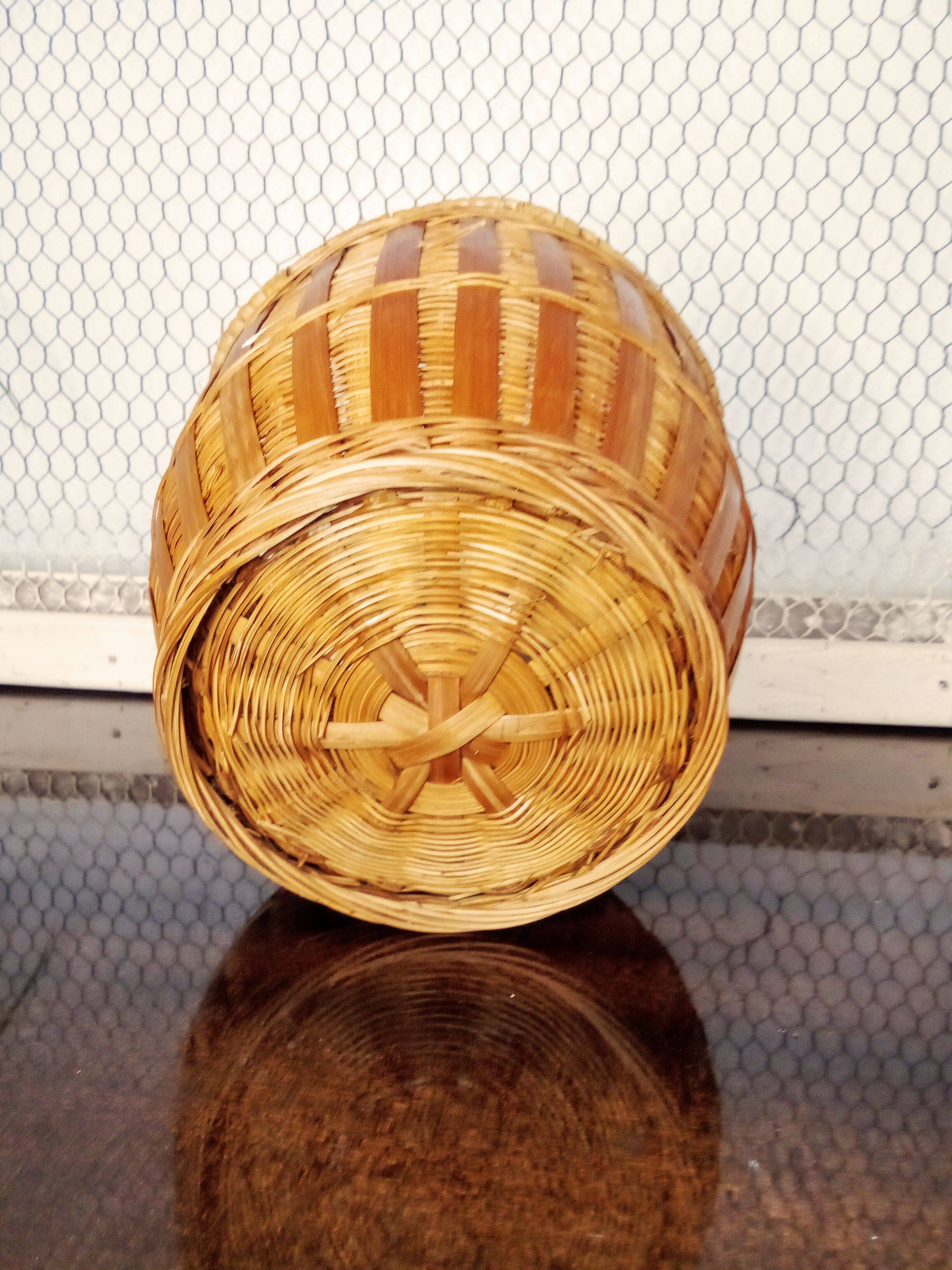 Vintage wicker plant pot