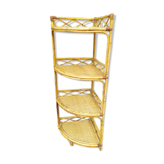 Vintage rattan corner shelf