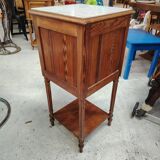 Antique bedside table in solid wood and marble – 19th century