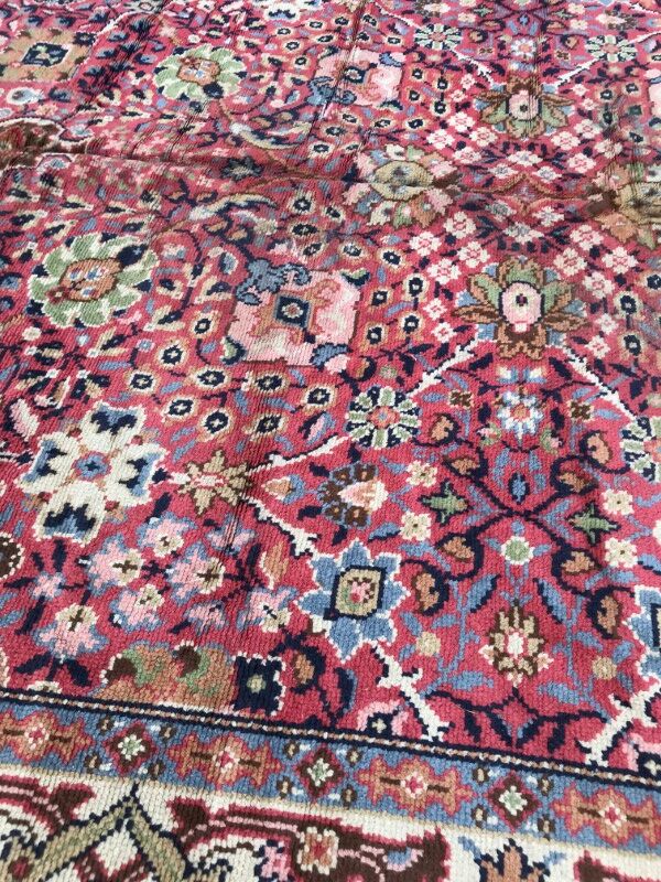 Old french carpet knotted 253 x 353 cm