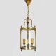 Old Louis XVI style vestibule lantern pendant light in brass and glass with 3 lights