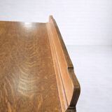 Antique English oak commode with a backrest, 3 drawers.