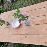 Farm table in oak rough tray vitrify Nordic green foot a drawer covered