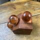 Wooden bookends and spherical glass balls