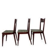 Chaises de salle à manger en bois de hêtre aux tons verts, années 1950