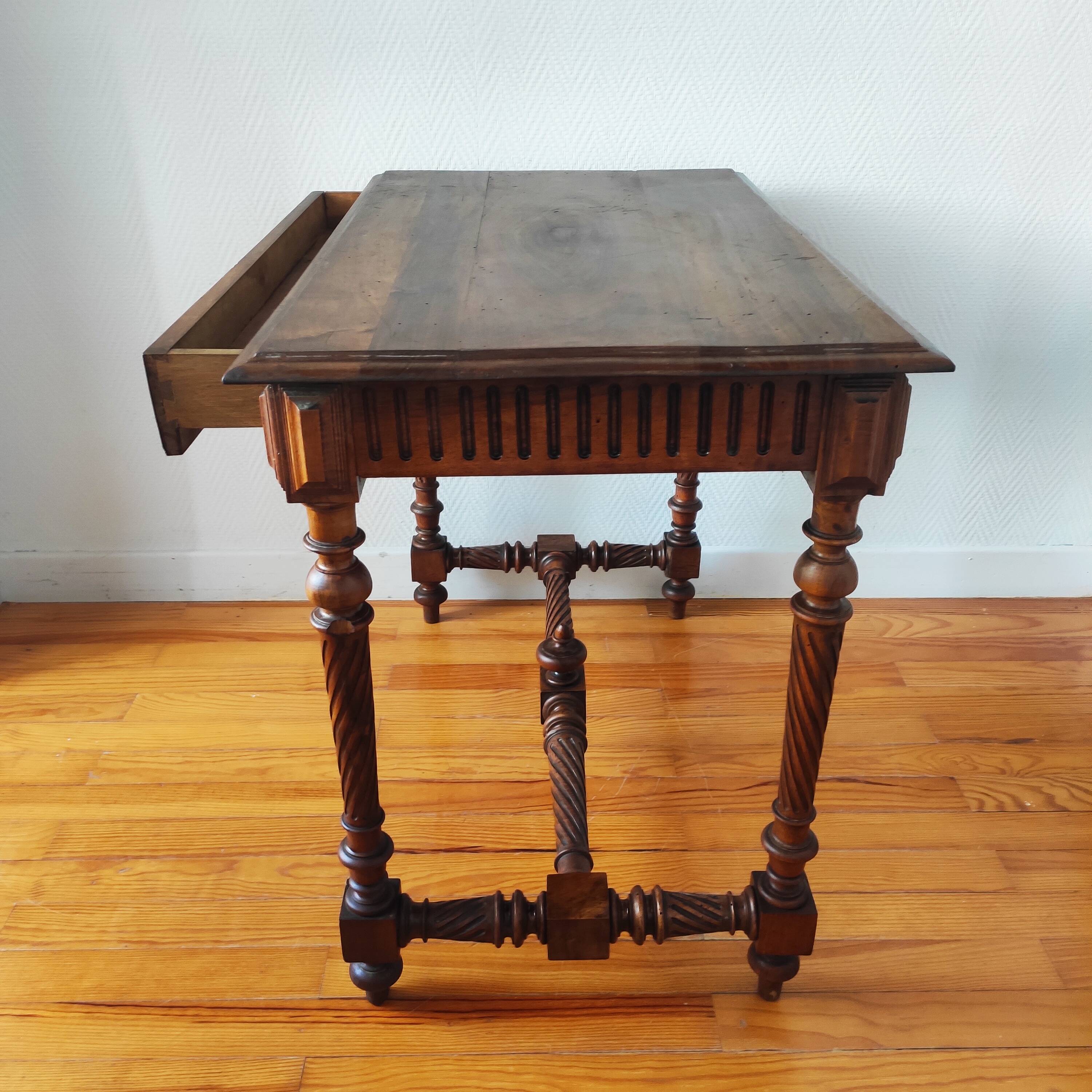 Antique desk table in solid walnut