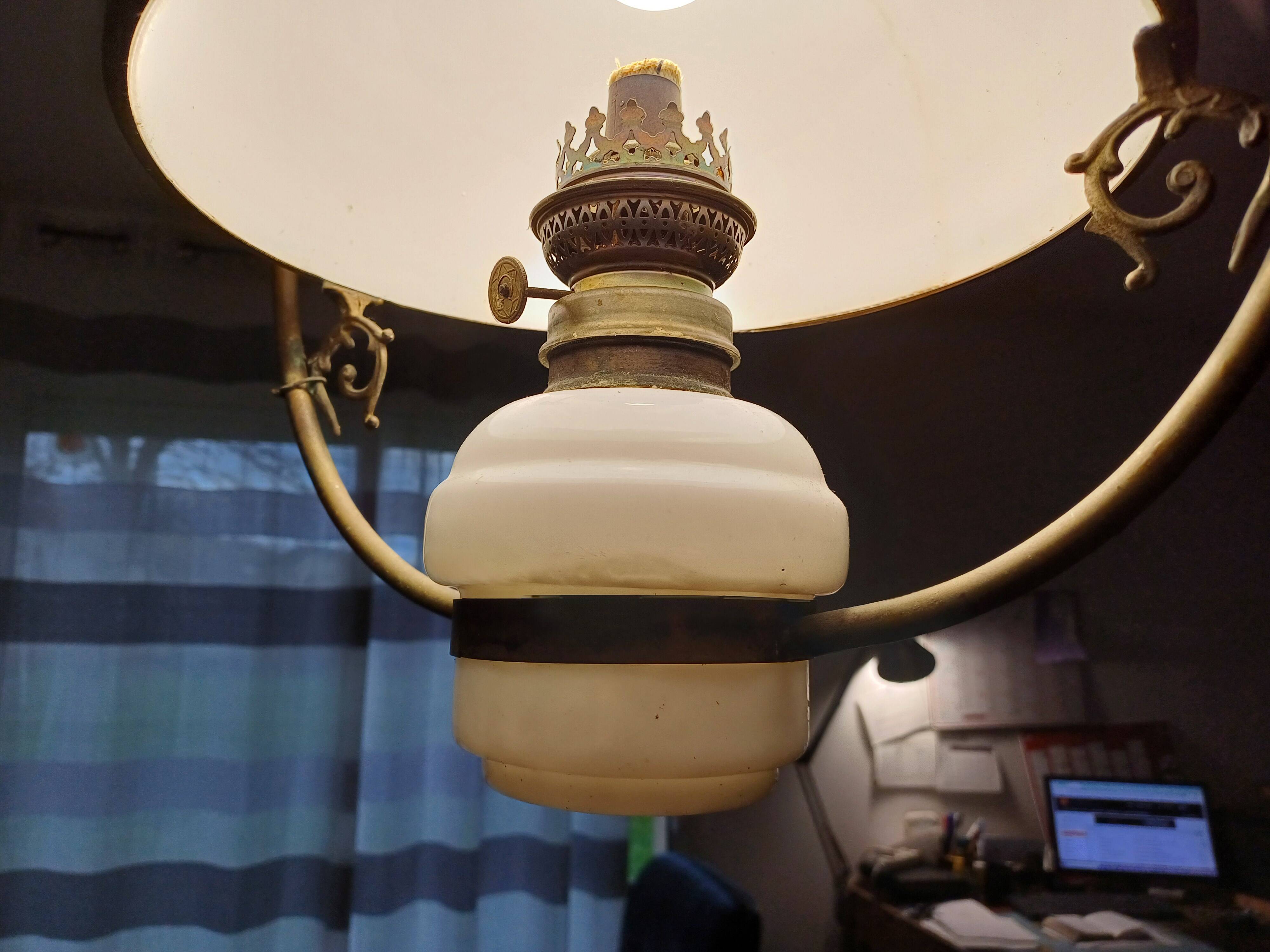 19th century white opaline pendant light