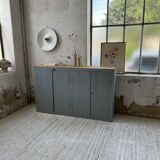 Factory blue patinated workshop furniture