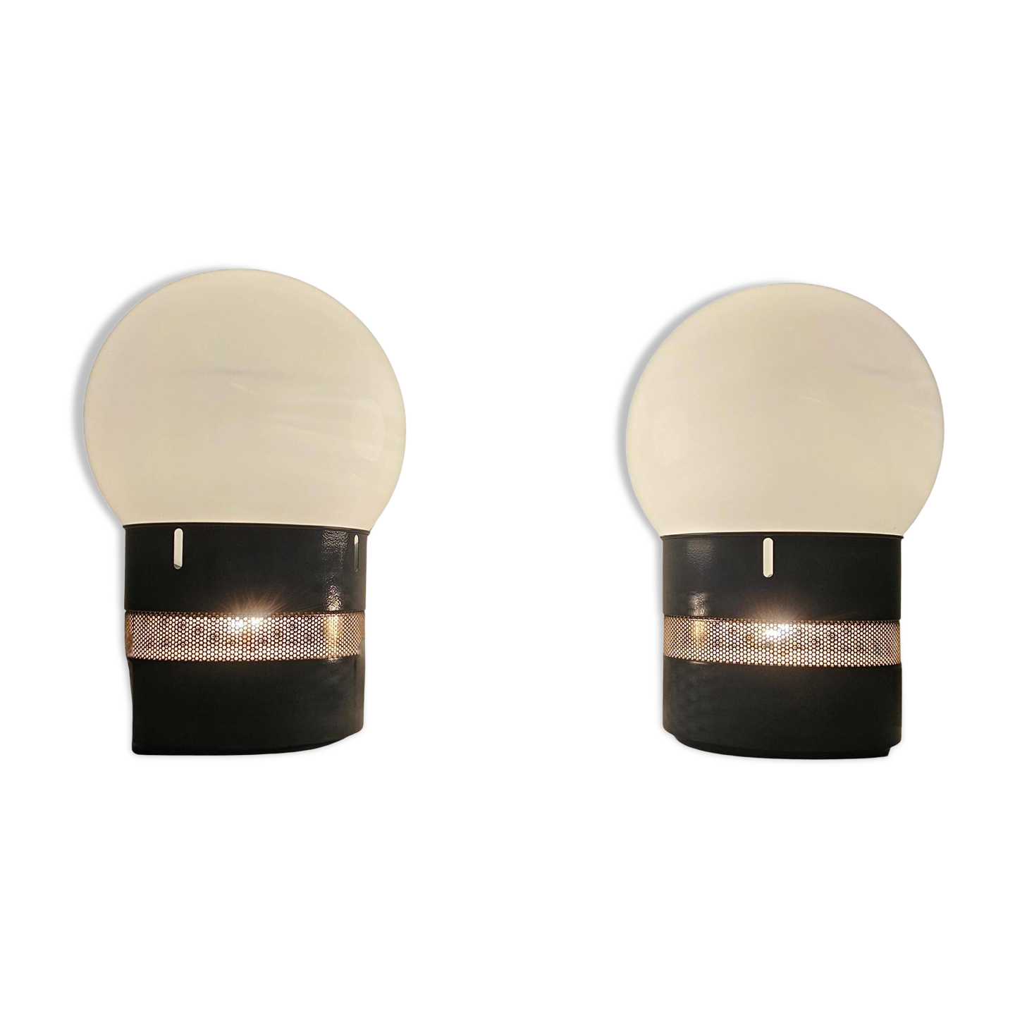 Pair of Mezzo Oracolo blue/grey lamps by Gae Aulenti for Artemide, 1960s.