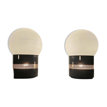 Pair of Mezzo Oracolo blue/grey lamps by Gae Aulenti for Artemide, 1960s.