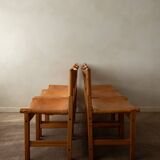 Vintage Kotka Dining Chairs Tomas Jelinek IKEA, Pine Leather 1980s Set of 6