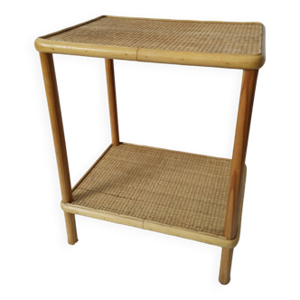 Rattan and bamboo coffee table, pedestal table