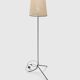 Modernist tripod floor lamp in black metal and cane from the 1950s/1960s.