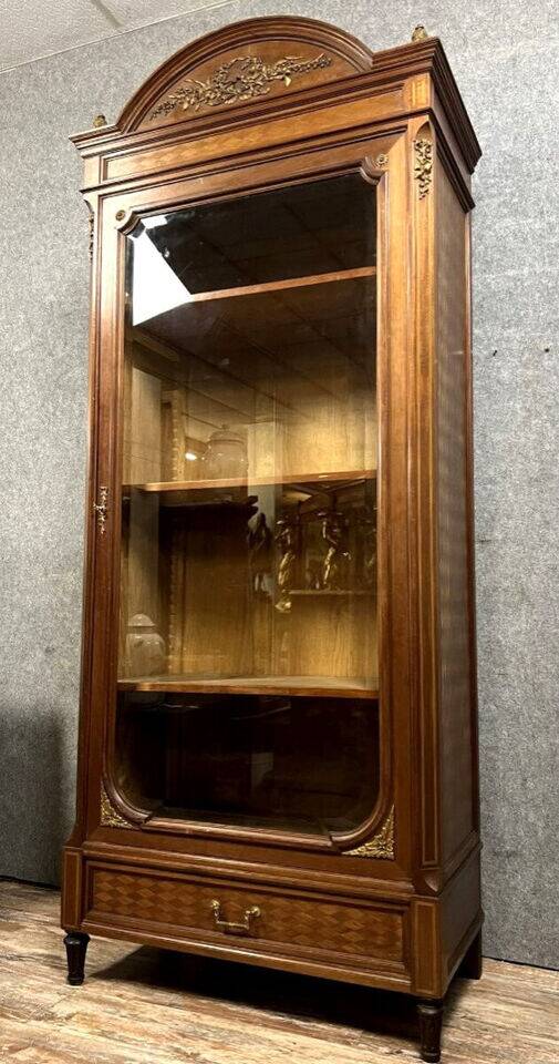Parisian library in Louis XVI style in marquetry and gilded bronzes circa 1850