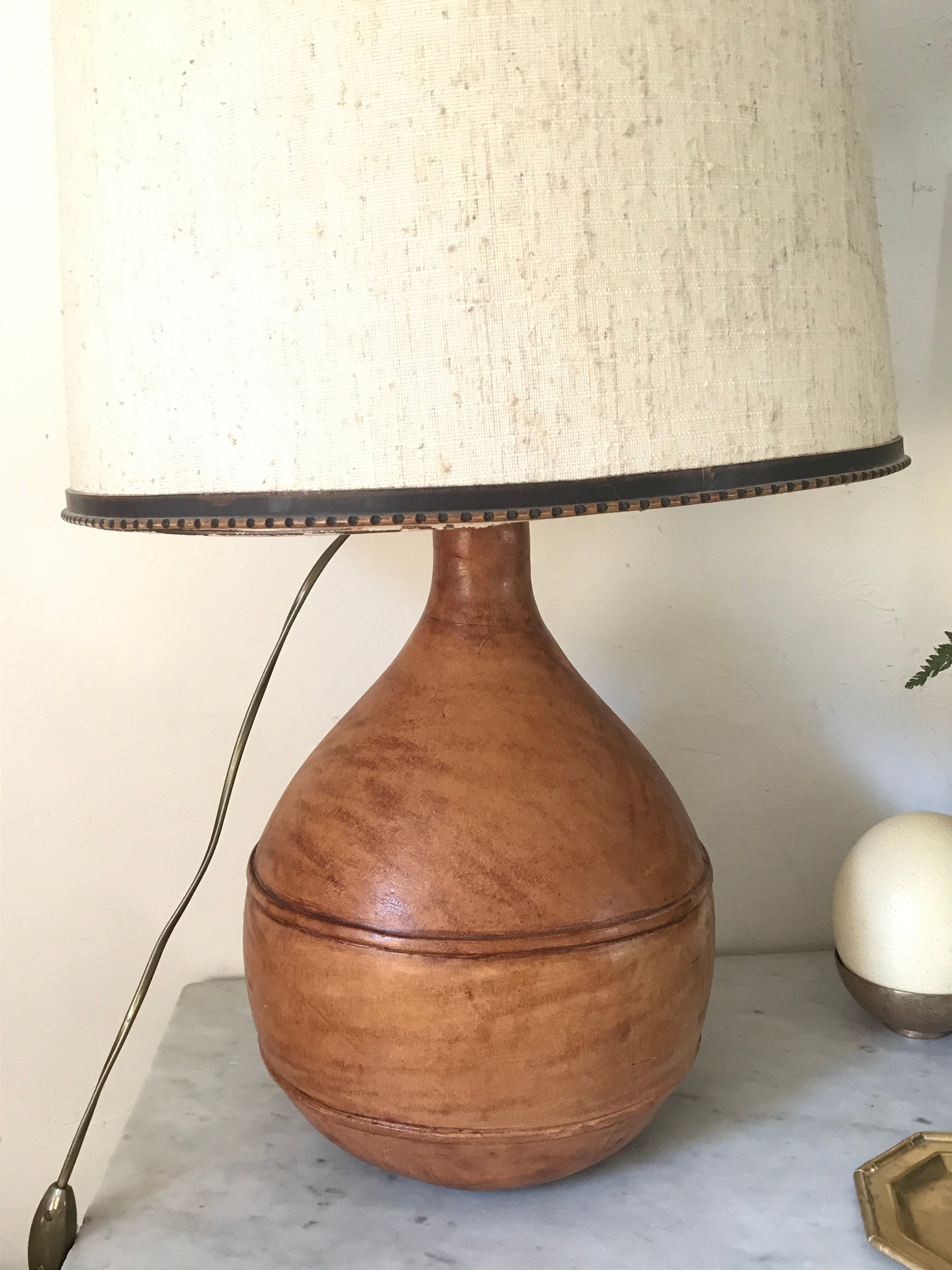 Vintage leather lamp 40 cm
