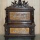 Banc Monks Antique Sculpté Lion Griffon 1860 avec Rangement