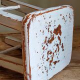 Workshop stool in vintage patinated solid wood