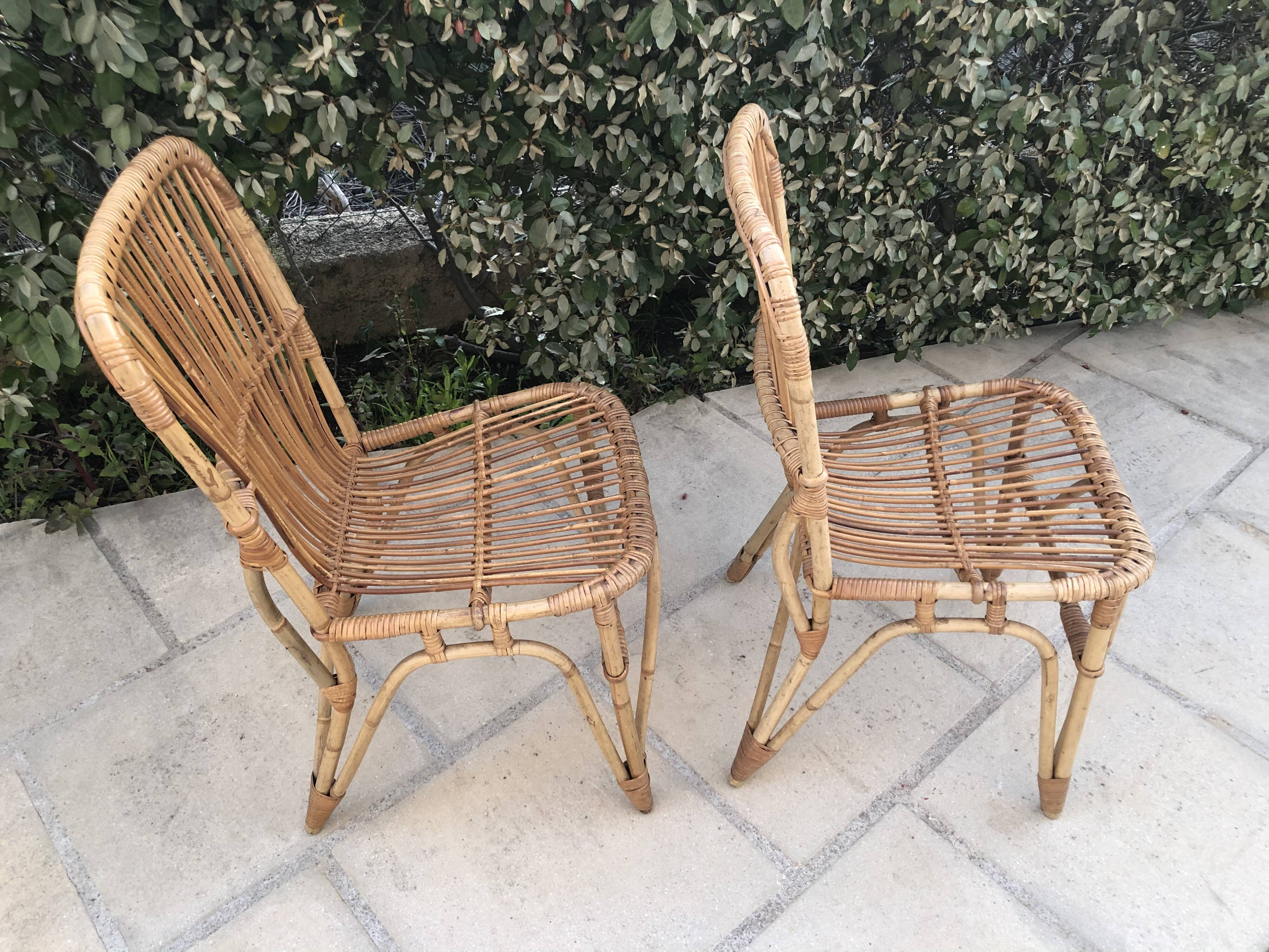 Pair of rattan chairs 60s