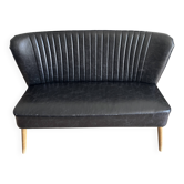 black leather sofa bench