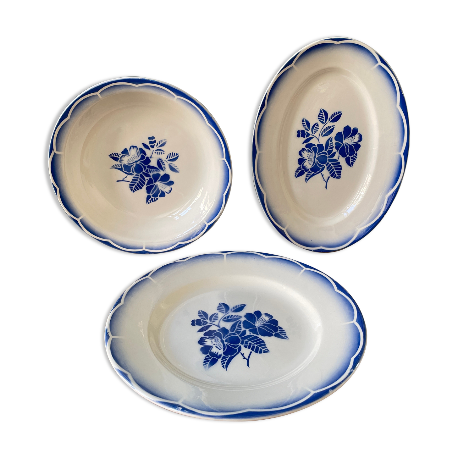 Lot de 3 plats Digoin Sarreguemines, modèle Marsac
