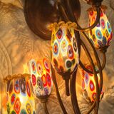 2 murano millefiori glass wall lights 40x25 1970 to 80s