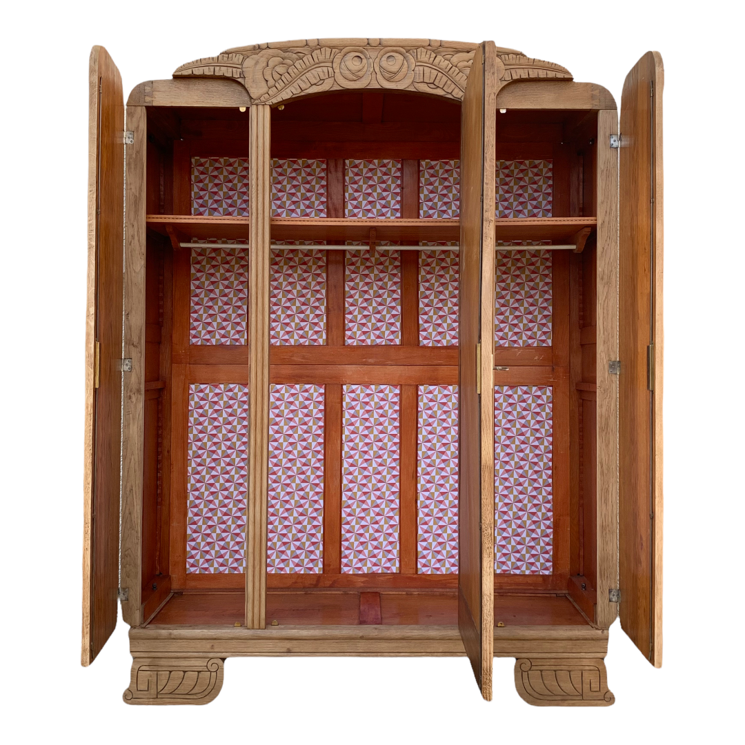 Armoire parisienne art déco chêne massif brut