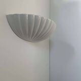 Pair of vintage shell wall lights, white porcelain, France 1970
