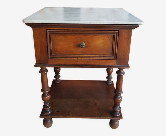 Table de nuit chevet bout de canapé marbre bois 1900