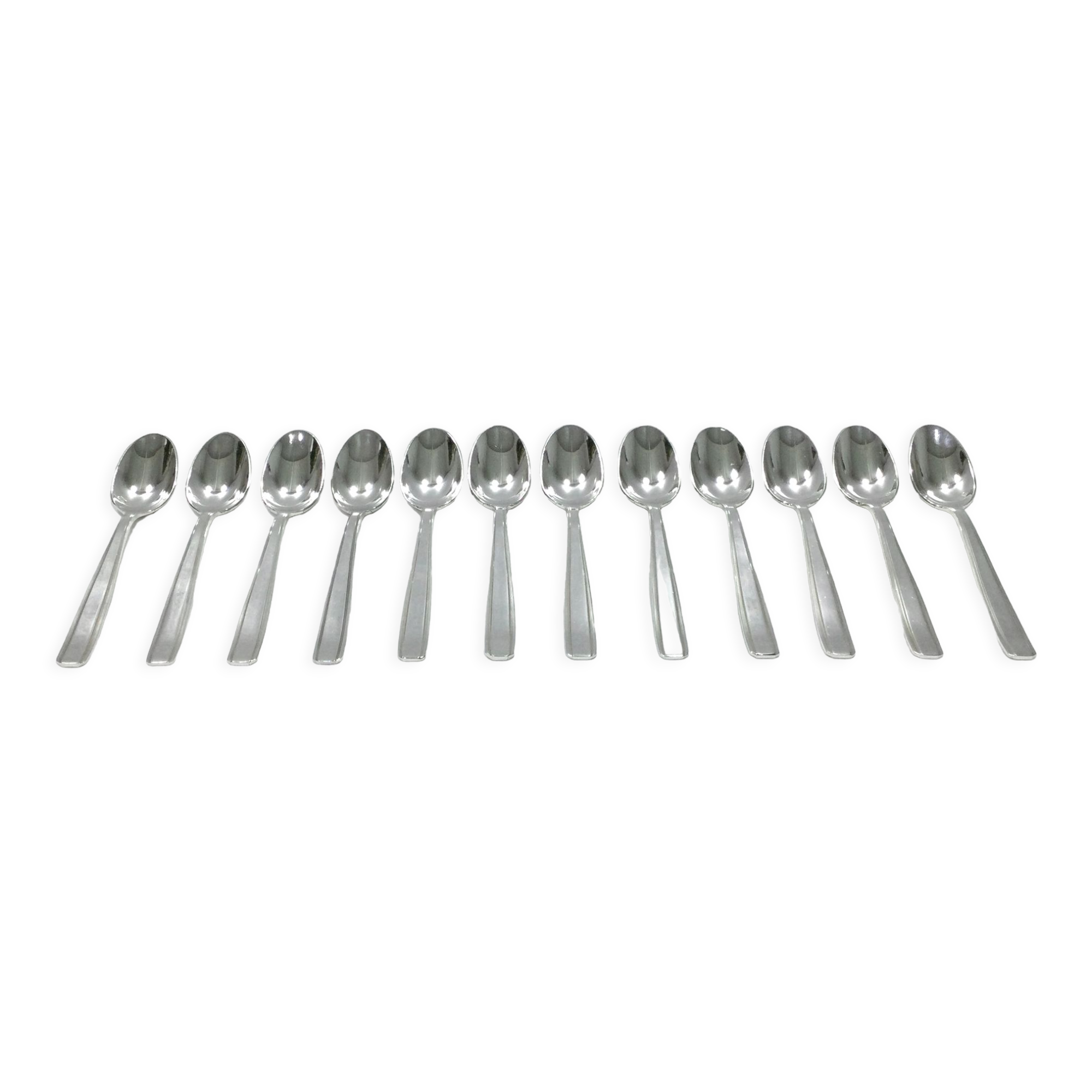 12 cuillères moka en métal argenté flag
