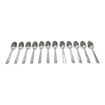 12 cuillères moka en métal argenté flag