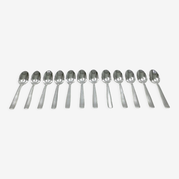 12 mocha spoons silver metal flag