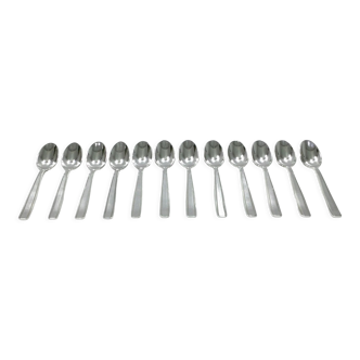 12 mocha spoons silver metal flag