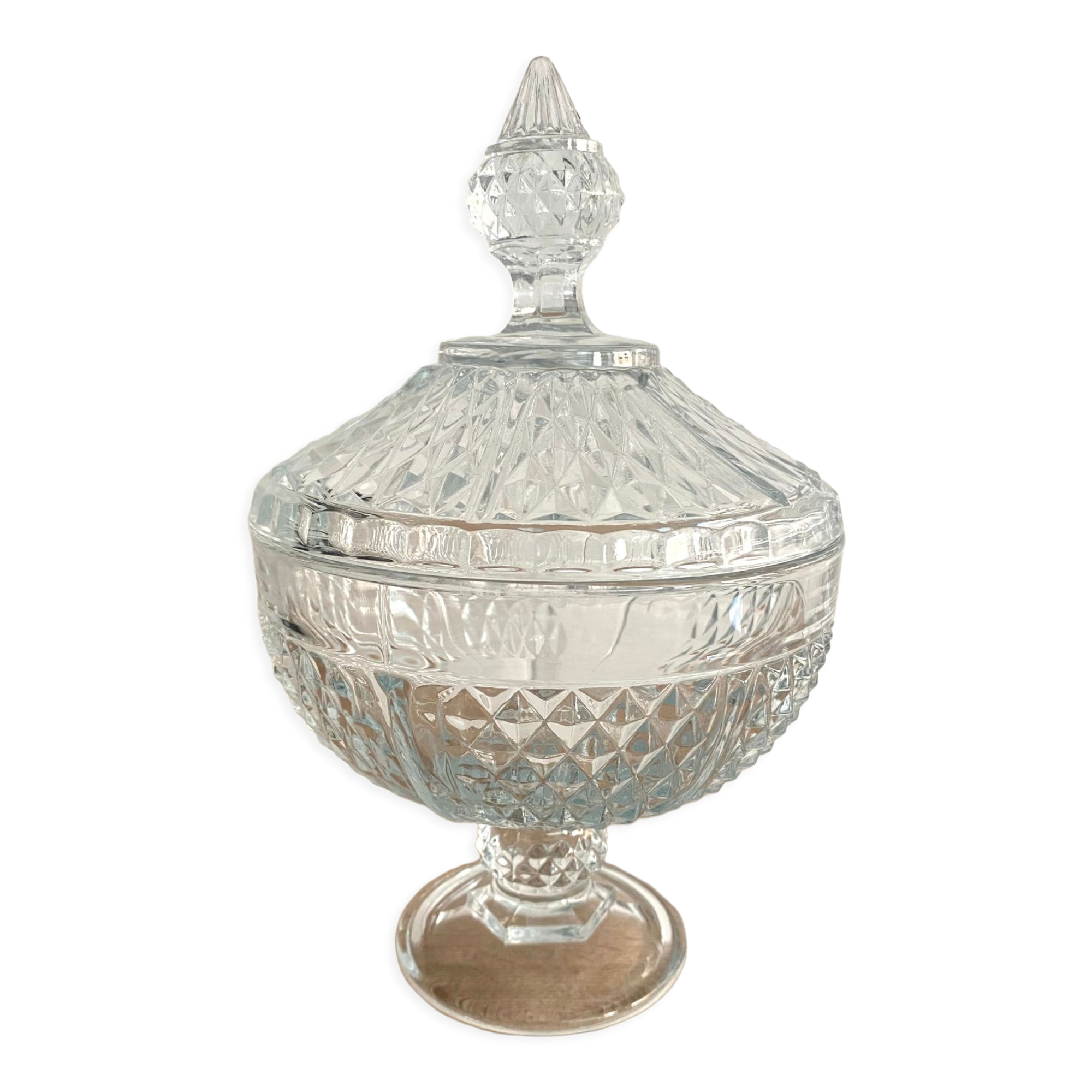 Chiseled white glass candy box