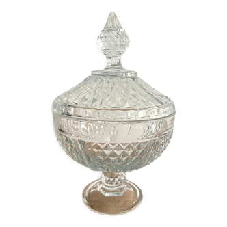 Chiseled white glass candy box