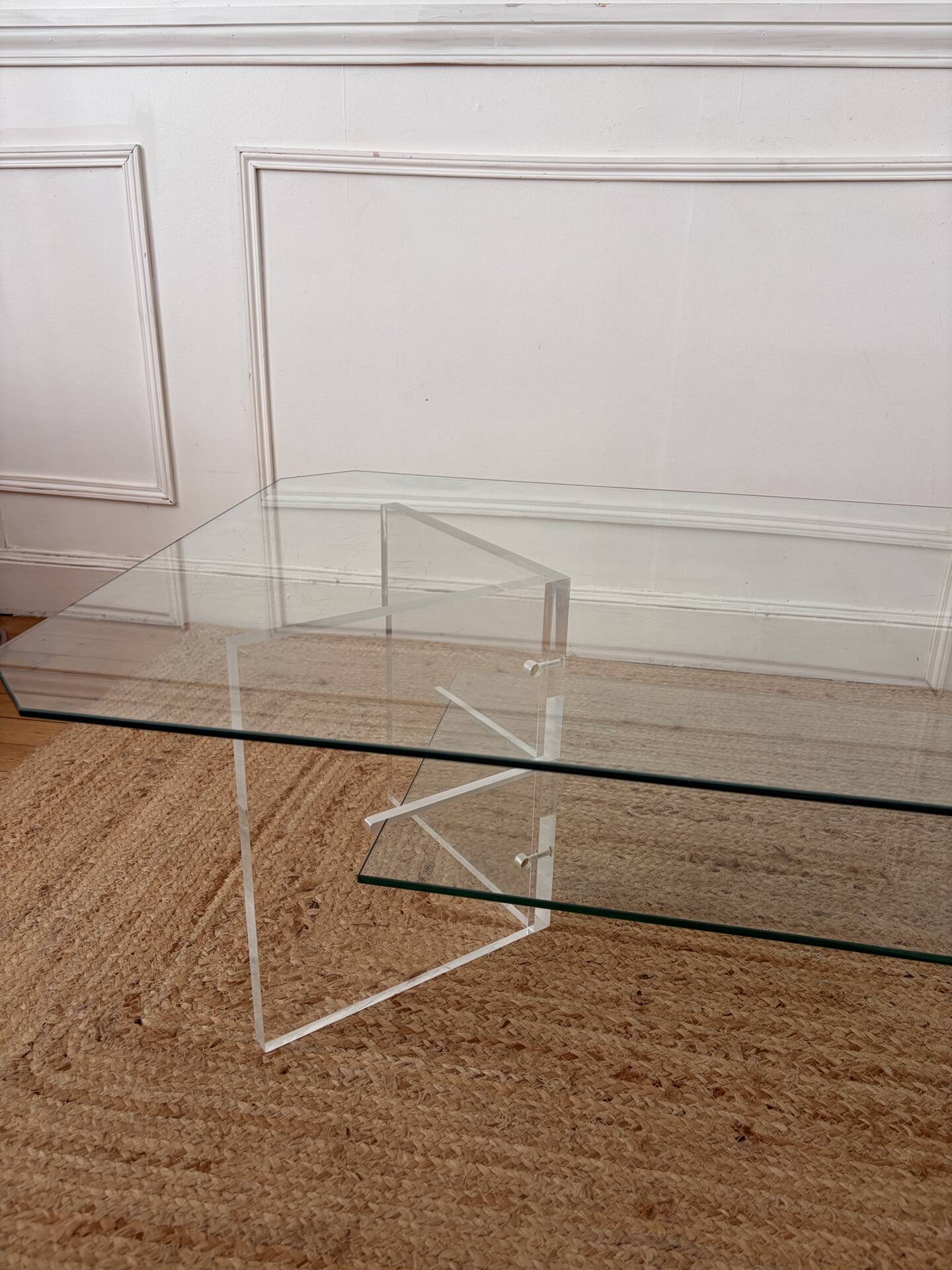 Vintage Plexiglass and glass coffee table