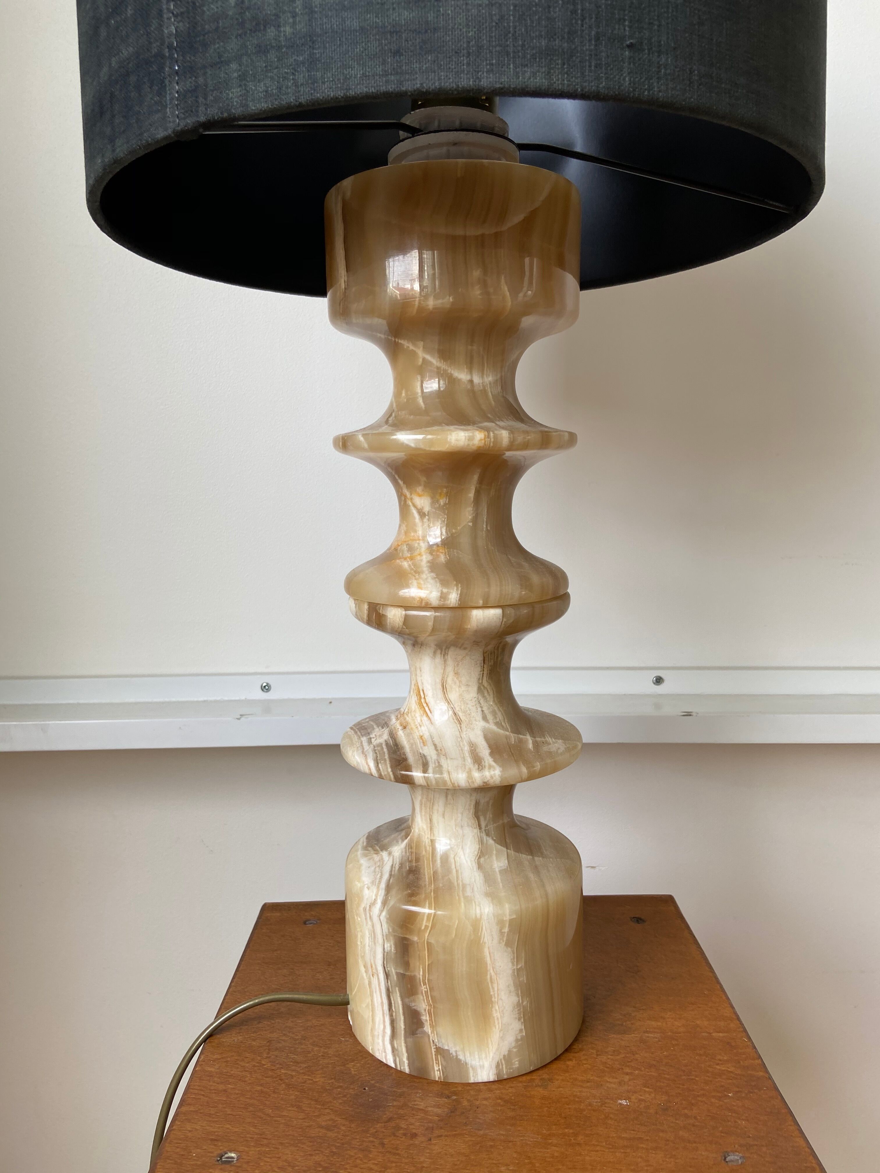 Stone and black cotton table lamp
